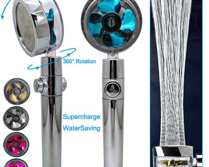 Shower Head Water Saving Flow 360 Degrees Rotating With Small Fan ABS Rain High Pressure Spray Nozzle Bathroom Accessories