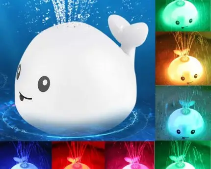 Baby Cute Cartoon Whale Floating Spraying Water Bath Toys With Light Music LED Light Baby Toys