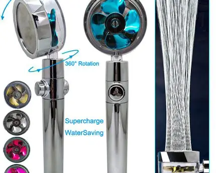 Shower Head Water Saving Flow 360 Degrees Rotating With Small Fan ABS Rain High Pressure Spray Nozzle Bathroom Accessories
